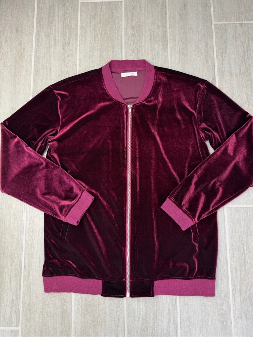 L.A. Hearts Women’s Velvet Bomber Jacket - Burgundy